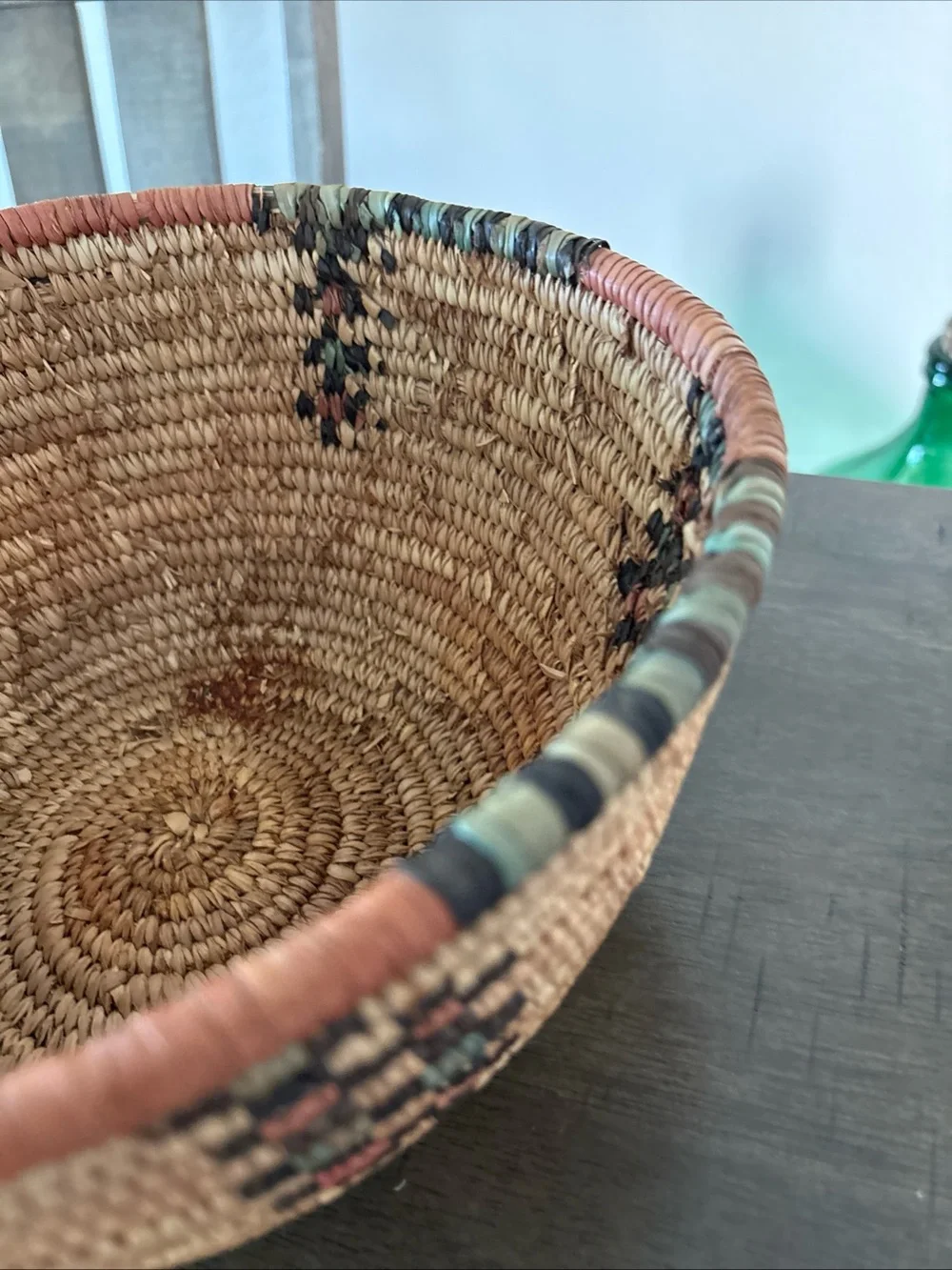 Antique  Deep Woven Grass Basket Handmade Hausa basket from northern Nigeria